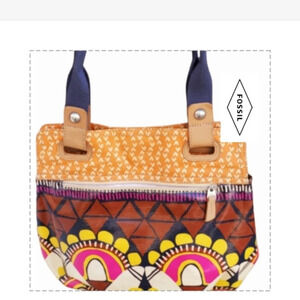 Fossil‎ coated canvas print tote